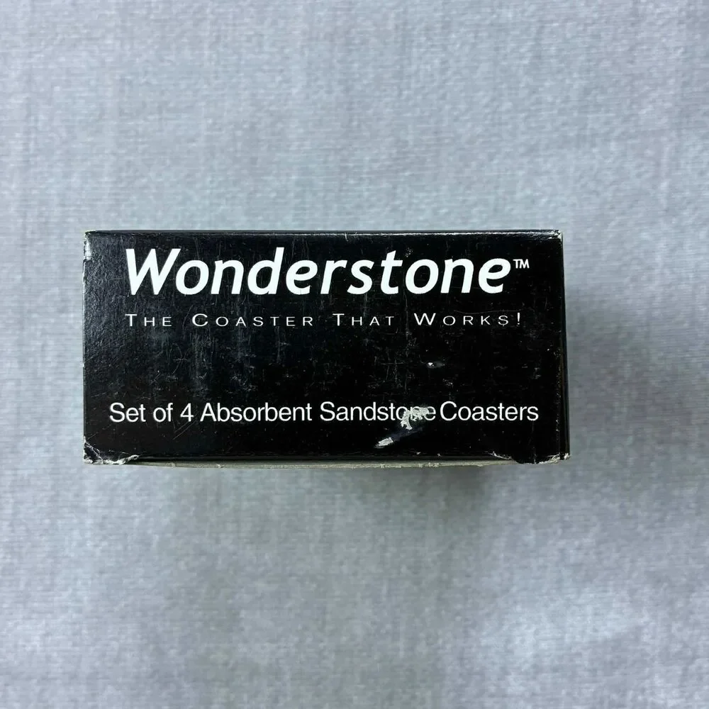 Wonderstone Wolf Sandstone Coasters Set of 4 Windwalker Studios Arizona Box